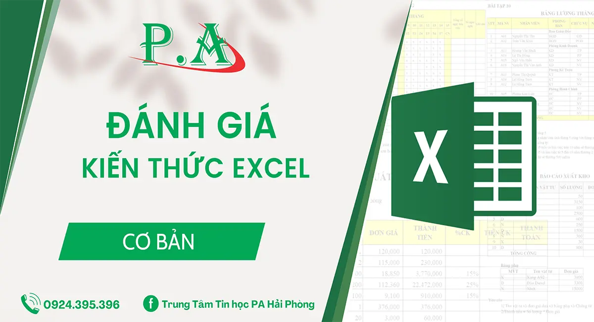 ĐÁNH GIÁ KIẾN THỨC EXCEL TỔNG HỢP